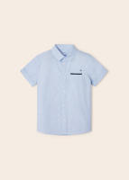 Mayoral - Camisa de Vestir de Niño en Color Azul, Manga Corta, Abotonada por Delante, con Bolsillo Frontal - Elegante y Sofisticada - Perfecta para Ocasiones Especiales - details 1