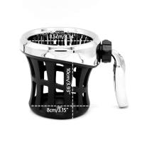 Soporte De Taza Para Manillar De Motocicleta Compatible Con Harley Dyna Softail Electra Glide Davidson 80 Deluxe Custom Breakout++ 1996-en Adelante Material Aluminio Y Goma Color Cromo Y Negro - details 3