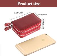 Monedero para Mujer, cartera para Mujer, cartera con Cremallera, tarjetero, Monedero de Piel De Vaca con múltiples ranas y compartimentos para tarjetas (Rojo) - details 0