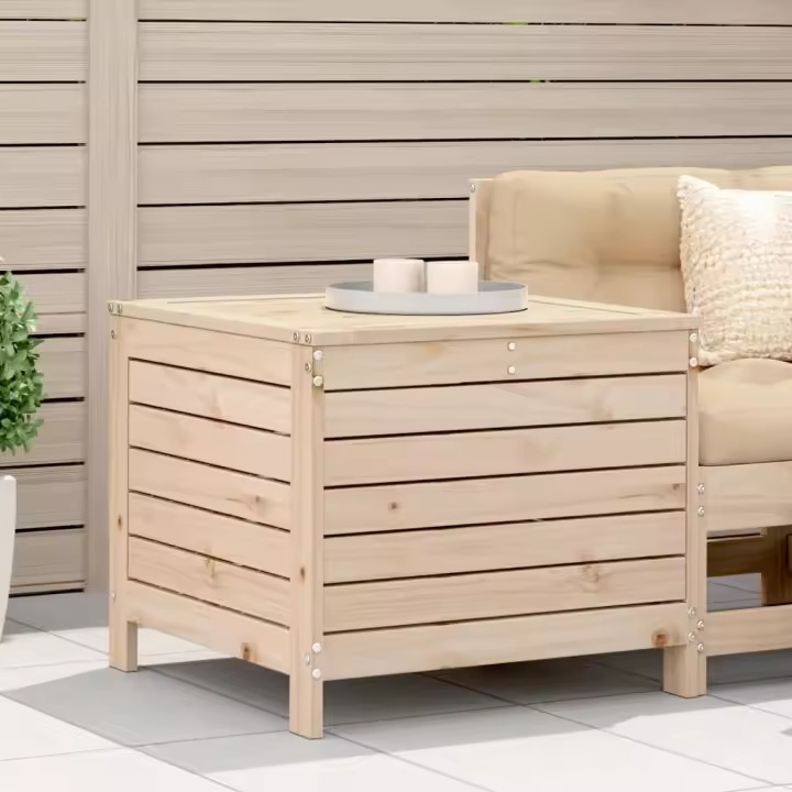 vidaXL Taburete de jardín madera maciza de pino 62x63,5x53,5 cm en color Madera de pino sin tratar/Madera de pino blanca/Madera douglas sin tratar y más | cómodas modernas ergonómicas para comedor cocina salón hogar - 1