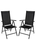 Juego de Sillas Plegables Aluminio Ajustable Jardín Terraza Exterior Camping Soporta 120 kg Ligera de Reposabrazos Respaldo Alto, Color:Negro, Cantidad:2 Unidades - details 0