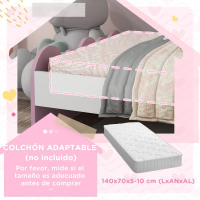 ZONEKIZ Cama para Niños de 3-6 Años 143x74x66 cm Cama Infantil de Madera en Forma de Arcoíris Mueble de Dormitorio Moderno Carga 80 kg Rosa - details 6