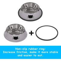 3 piezas Cat Food Bowl, tazón de fuente de gato antideslizante de acero inoxidable, - details 2