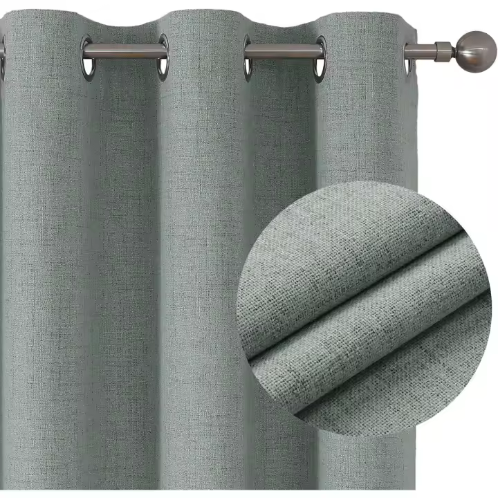 Cortinas Opacas 2 Piezas, Lino Cortinas Dormitorio con Ojales Anti Luz Cortina Termica Aislantes Frio y Calor para Salon(Verde Salvia, 2x140x245cm) - 1