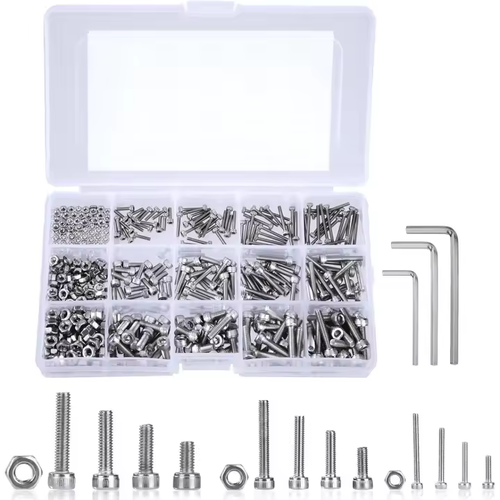 Juegos de pernos y tuercas M2 M3 M4 Kit surtido de tornillos de acero inoxidable con cabeza de botón hexagonal con caja de almacenamiento gruesa 480 piezas - 1