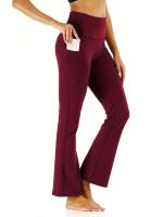 Leggings De Yoga Para Mujer Cintura Alta Levanta Glúteos Estilo Flare Duraderos Elásticos Con Bolsillos Adecuados Para Todas Las Estaciones - details 7