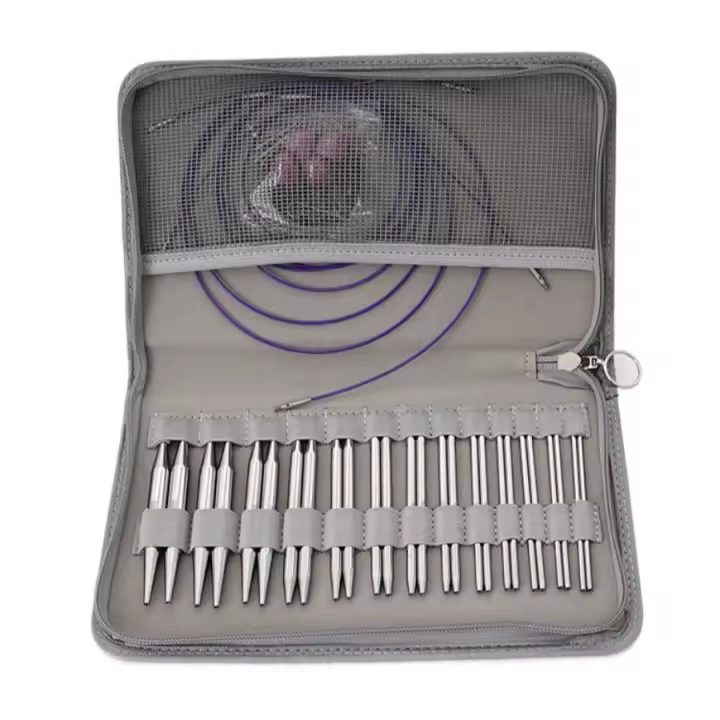 Juego De Agujas De Tejer DIY Con Anillo Desmontable 13 Pines Aluminio-Níquel Blanca Brillante Herramienta De Tejer Para Suéteres - 1