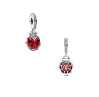 PANDORA Dije colgante de mariquita roja, pulseras de momentos compatibles, joyería para mujer, Esmalte, Circonita Cúbica - details 0