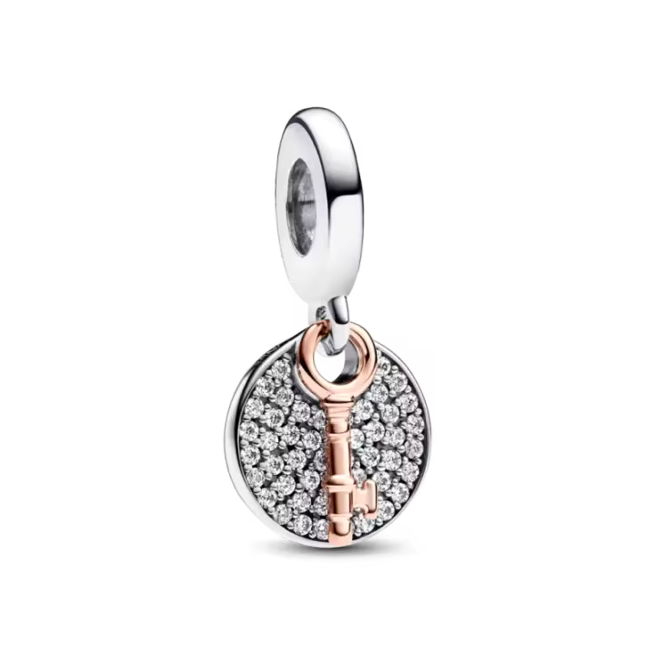 Charm Colgante Pandora Doble Llave a la Felicidad en Dos Tonos, Ref: 783236C01 - 1