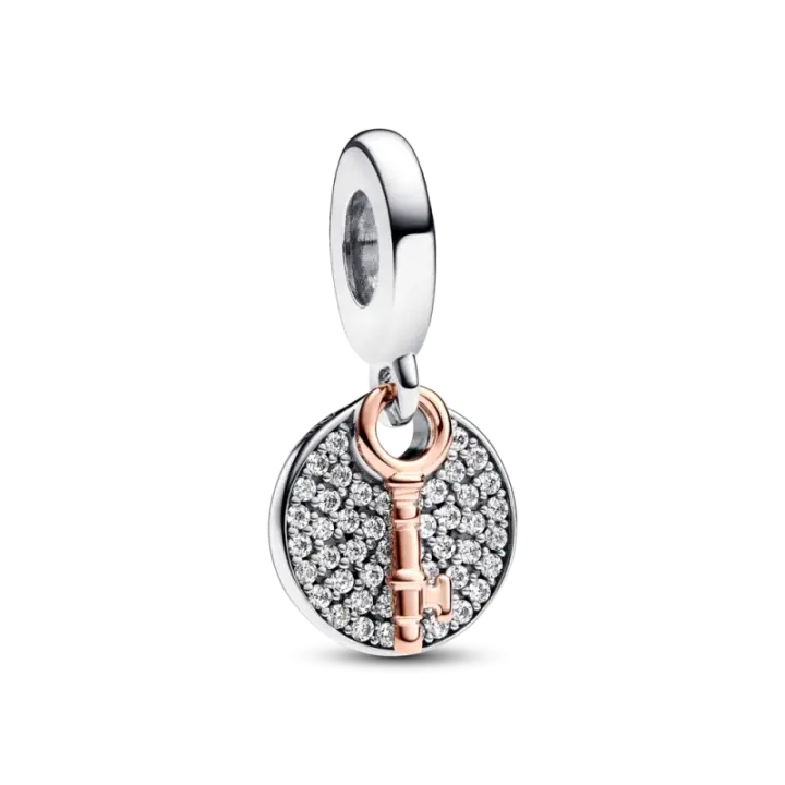 Charm Colgante Pandora Doble Llave a la Felicidad en Dos Tonos, Ref: 783236C01 - 1