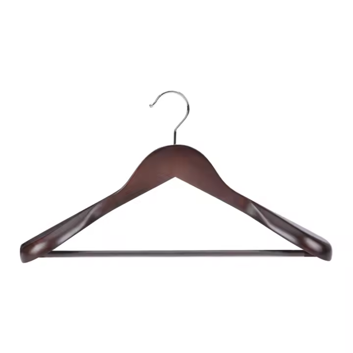 Percha De Traje De Madera Negra Nogal Con Gancho De Metal Antideslizante Soporte De Hombro Sin Costuras Para Secado De Ropa - 1