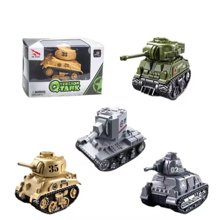 Modelo De Coche De Tanque De Aleación 4pcs Juguete Educativo Para Niños Regalo Para Cumpleaños Y Navidad Simulación De Batalla Militar Q-version Rebound - 1