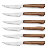Arcos Cuchillos Carne  Cuchillos chuleteros Set Cuchillo de Mesa Sierra  Mango Madera Tratada  6 pzas  Hoja 110 mm  Cuchillos Carne Mesa  Apto lavavajillas - details 0