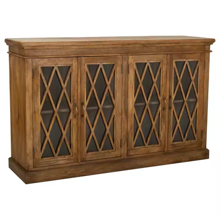 Aparador de madera y cristal marrón 170x40x100 cm - 1