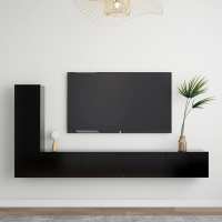 vidaXL Set de muebles de salón TV 3 piezas madera de ingeniería en color Blanco/Roble Sonoma/Negro y más | almacenamiento funcional diseño moderno para baño dormitorio sala - details 2