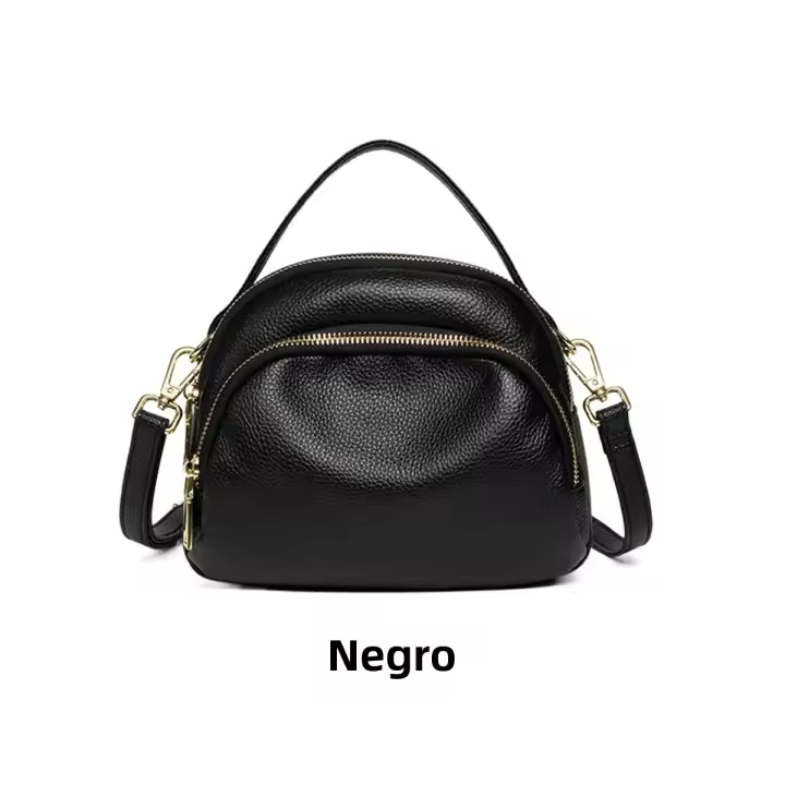 Nueva Bandolera Para Mujer De Cuero PU De Alta Calidad Color Sólido Gran Capacidad Tres Capas Moda Y Versatilidad - 1