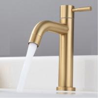 Grifo De Baño De Acero Inoxidable SUS 304 Dorado Estilo Vintage Montaje En Superficie Solo Mano Corriente De Agua Fría Y Caliente No Incluida - details 4
