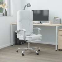 vidaXL Silla de oficina reclinable masaje cuero sintético en color Blanco/Negro | cómodas modernas ergonómicas para comedor cocina salón hogar - details 0