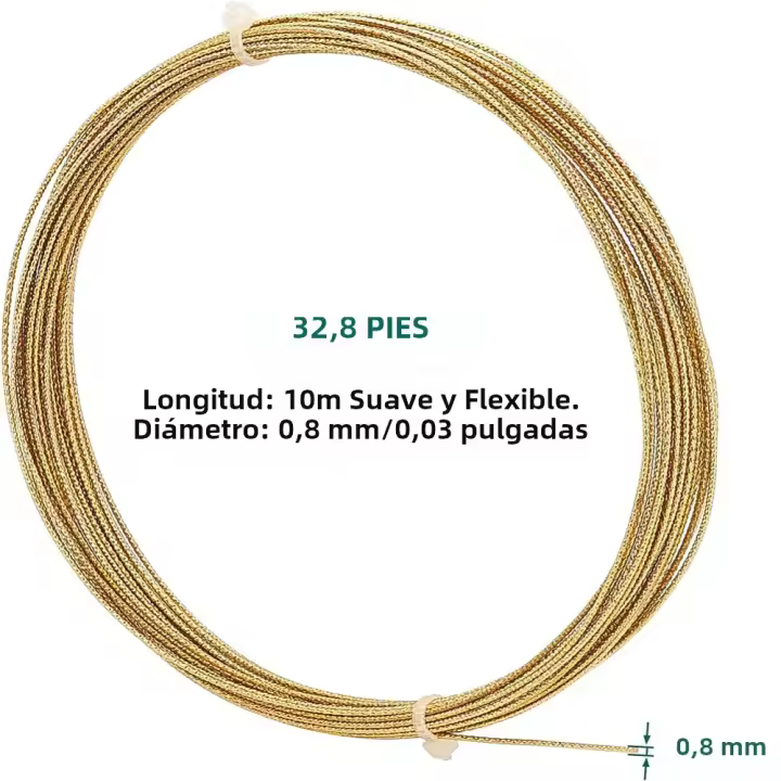 5 Rolls De Hilo De Bolígrafo Dorado De 14 Gauges 7.87 Pulgadas Para Bordado Joyería Y Moda Hilo Espiral De Cobre Para Creación Artística - 1