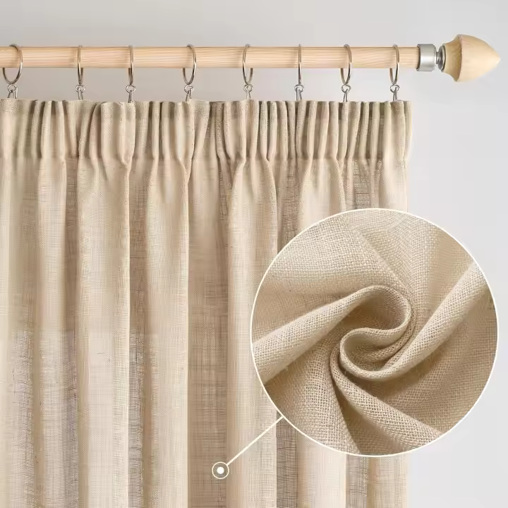 Cortinas Lino con Cinta Fruncidora Visillos Dormitorio Ventana Translúcido Cortinas Modernas para Salón Habitación 2 Piezas 140x225cm Blanco - 1