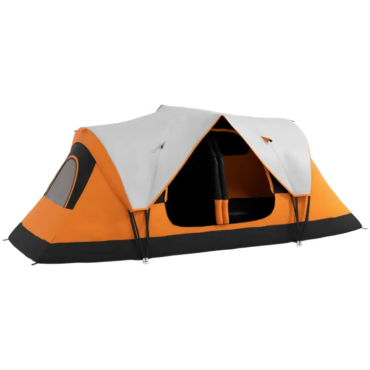 Tienda de Camping, Tienda de Túnel, Capacidad para 8 Personas, with Gancho de Luz, Ventana de Malla, Tienda de Campaña Familiar Resistant al Viento de 2 Compartimientos, with Bolsa de Traste, tienda de Camping Grupo Impermeable de 2000mm, Jardín, Naranja - 1