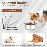 2 Pack Almohadillas De Comida Y Agua Para Perros Montadas En La Pared Acero Inoxidable Plegable De Alto Ajuste Para Gatos - details 1