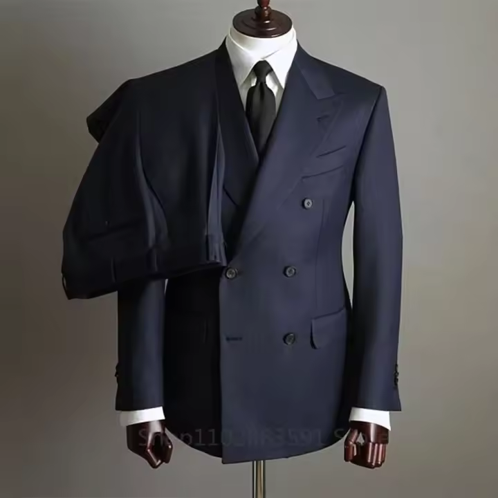 Traje De Novio Formal Para Hombre Con Pecho Doble Botones Y Pantalón Dos Piezas Traje De Boda Fiesta Prendas De Moda - 1