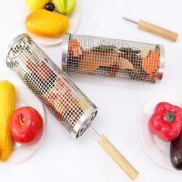 Juego de Cestas para Parrilla Anidadas, Mango de Madera Extraíble, Acero Inoxidable 304, Accesorios Barbacoa para Verduras y Camarones, Parrilla Barbacoa para Camping, Regalo Hombre Padre（45.5×10＋42.5×9cm） - details 3