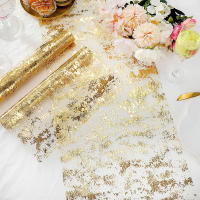 Metallic Gold Table Runner 300*28cm Secuencia De Terciopelo En Foil De Malla Para Decoración De Mesa De Fiesta Y Boda - details 0