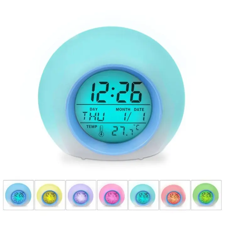 PORCHEDDU Reloj despertador digital para niños con Luz LED de Colores, Reloj despertador que cambia de 7 Colores, lámpara de noche para niños y niños, Gift de cumpleaños - 1