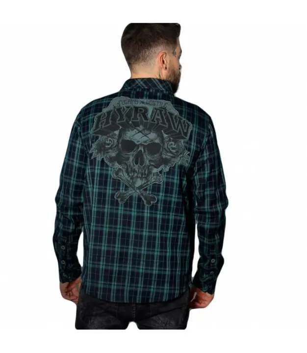 Camisa Manga Larga Hombre Cuadros Azul Verdoso TO THE BONES  HYRAW  F23-M13 - 1