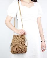 Bolso de hombro tejido a mano de paja de algodón Crochet Lassel Beach Bohemian Purse para Mujer - details 0