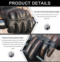 Guantes De Motociclista Retro De Verano Para Hombres Y Mujeres En Cuero Perforado Con Dedos Complejos Para Motocross Equipamiento De Moto M-XXL - details 12