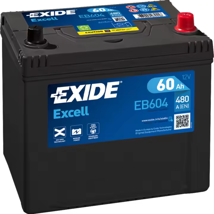 Batería Exide EB604 Excell. 12V - 60Ah/480A (EN) Caja D23 - 1