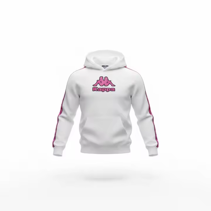 Kappa - Sudadera infantil blanca con capucha y cierre frontal, fabricada en tejido de algodón 100 %, ligera y resistente para actividades cotidianas - 1