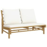 vidaXL Banco de jardín de bambú con cojines Crema, Gris oscuro, Conjunto Terraza Muebles Jardín Exterior Juego de Muebles de jardín Mueble Jardín Exterior Muebles de Salon Exterior - details 0