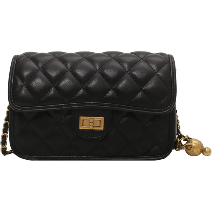 Bolsos cruzados acolchados de cuero de PU para mujer, bolso de hombro con cadena, bolso de mano con solapa - 1