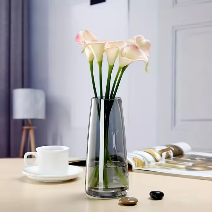 Vaso De Vidrio Sólido Elegante Para Decoración De Hogar Y Oficina Diseño Cilíndrico Versátil Para Sala De Estar Dormitorio Estudio Perfecto Para Flores O Sin Flores - 1