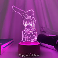 Lámpara Nocturna LED 3D Ilusión ANIME BUNNY GIRL SENPAI MAI SAKURAJIMA KAWAII Cambio De Color Multi Para Regalo De Navidad - details 7