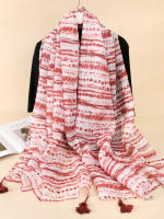 Bufanda De Pashmina Suave Estampada Con Borlas Florales Daisy Para Mujer Moda Elegante Abrigo Versátil Para Todas Las Estaciones - details 17