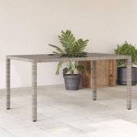 vidaXL Mesa de jardín superficie de vidrio ratán PE 150x90x75 cm en color Negro/Beige/Gris y más | estructura resistente ideal para salón dormitorio o estudio - details 2