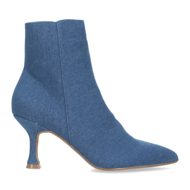 PuntoSalao Botines denim de tacon bajo con punta fina y cremallera mujer color jeans - 1