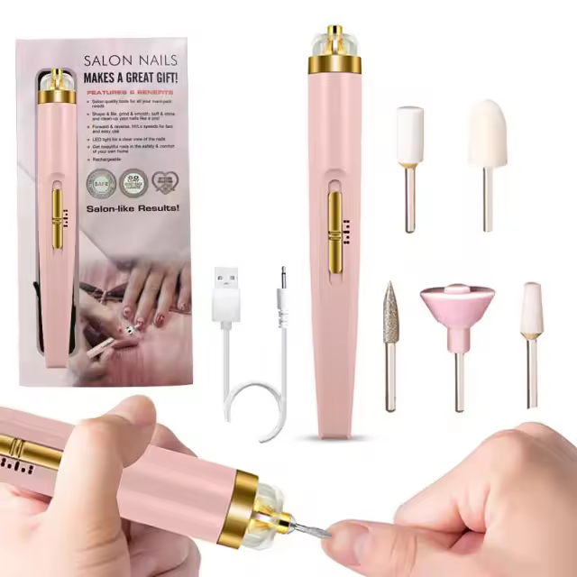  Máquina De Uñas Eléctrica 5 En 1 Con Luz Portátil Mini Herramientas De Manicura Para Eliminador De Gel Pen Art Eléctrico - 1