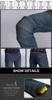 Clásicos Jeans De Motocicleta Negros Y Azules Con Protección De Rodilla Y Cadera Pantalones De Carreras Motocross Para Motorbike Ciclismo Protección Contra Choques - details 9
