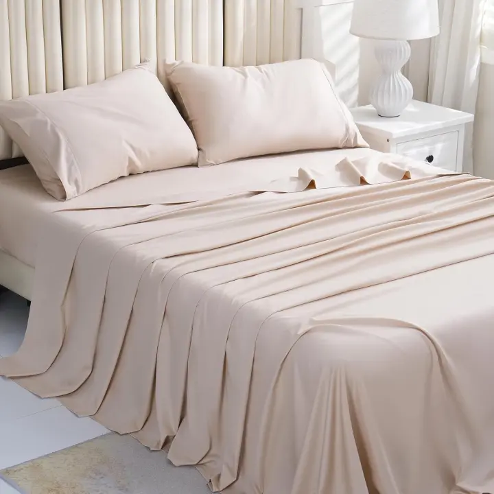 Sábanas de Algodón tamaño Queen, 1000 Hilos, tejido de Percal suave y fresco, sábanas de Algodón Egipto con Bolso profundo de 16 pulgadas, Juego de 4 piezas Rosa Viento - 1