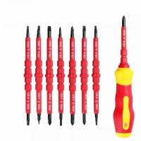 Mov-Juego de 7 destornilladores aislados para electricista de 500 V con destornillador probador, destornillador aislado con mango, destornillador aislado magnético intercambiable, kit de herramientas de reparación - details 4