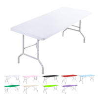 Elegante Fundas Para Mesa Cubierta Impermeable Y Elástica En Poliéster Duradero Hecho a Mano Ideal Para Bodas Banquetes Fiestas Navideñas Color Sólido - details 0