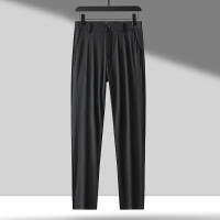 Pantalones Casuales De Seda Para Hombre Primavera/Verano Cintura Media Pierna Larga Y Recta Cómodos Y Transpirables Con Bolsillos - details 3