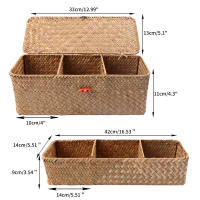 Cesta De Almacenamiento De Seagrass Pequeña De 3 Grillas Rectangular Caja De Almacenamiento Para Mesa Caja De Alimentos Para Niños - details 9