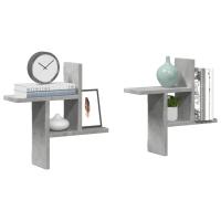 vidaXL Estantes pared 2 uds madera ingeniería 38x12x38cm en color Gris hormigón/Negro/Madera antigua y más | práctico organizador multiusos diseño compacto funcional - details 0